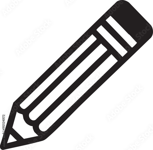Pencil icon vector: black and white graphic for design and education eps silhouette