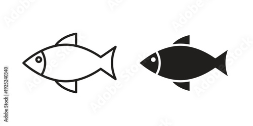 Fish icon outline vector set. icon vector isolated on white background. EPS 10