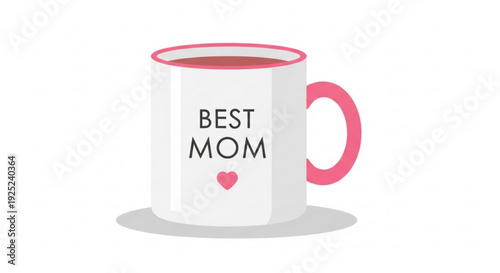 White coffee mug with pink handle and 'best mom' text on a white background perfect for mother's day gift ideas