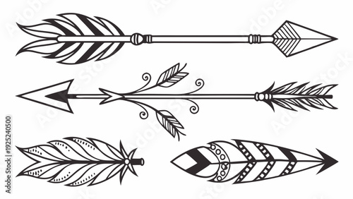 Tribal Arrow Set Vector Boho Design Elements for Tattoo Logo Icon Print Crafting Projects
