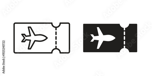 Flight tickets icon outline vector set. icon vector isolated on white background. EPS 10