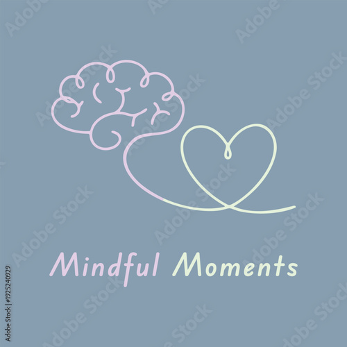 Mindful Moments Brain And Heart Illustration