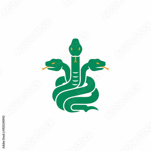 Green Hydra Snake Emblem with Three Heads.