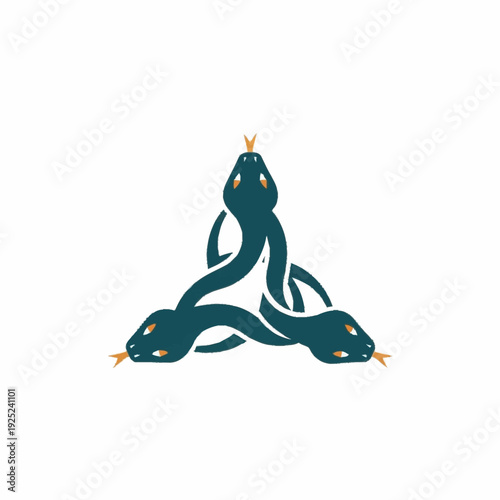 Three intertwined snakes forming a symbolic Celtic knot design.