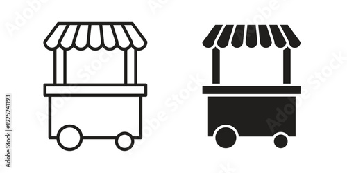 Food cart icon outline vector set. icon vector isolated on white background. EPS 10