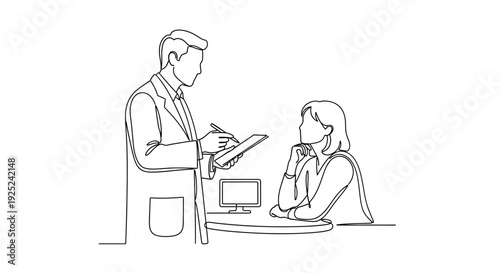 Doctor consults with patient, taking notes in a medical setting