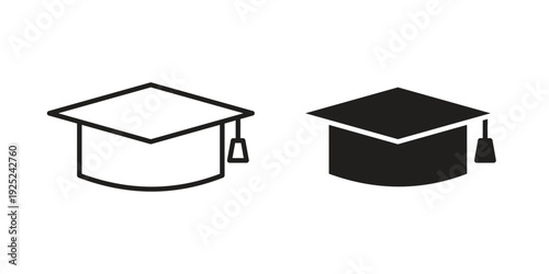 Graduation cap icon outline vector set. icon vector isolated on white background. EPS 10