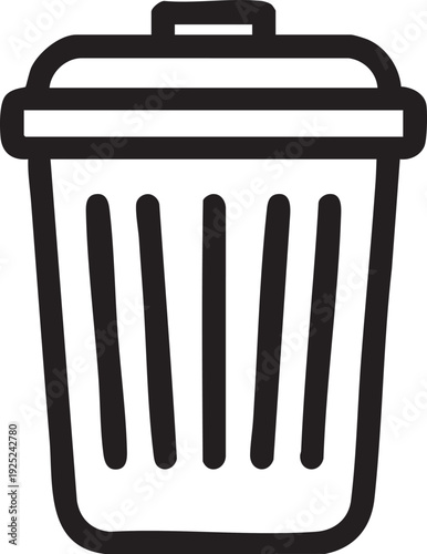 Trash can icon vector - simple black and white garbage bin illustration eps silhouette