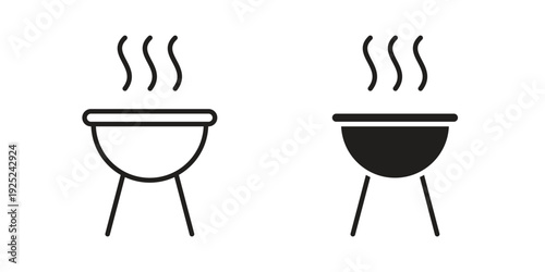 Grill icon outline vector set. icon vector isolated on white background. EPS 10