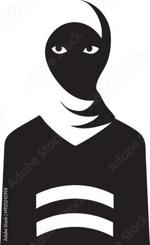 Ninja vector graphic: black and white minimalist illustration eps silhouette