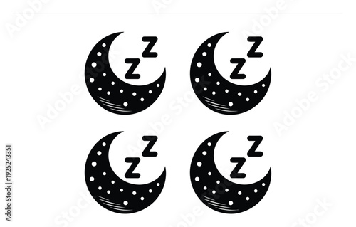 Four Black Crescent Moon Icons with "Z"s Indicating Sleep