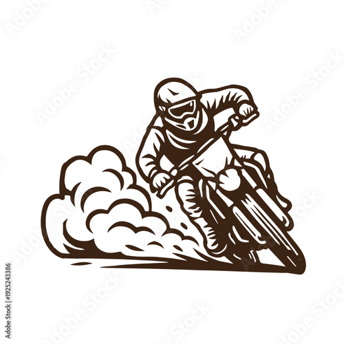 Motocross Rider in Action: A dynamic illustration captures a motocross rider in the midst of a thrilling race, showcasing skill and speed as they navigate the course.