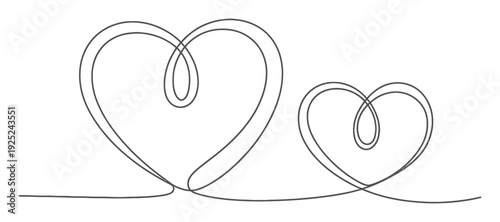 Minimalist Continuous Line Art of Two Intertwined Hearts
