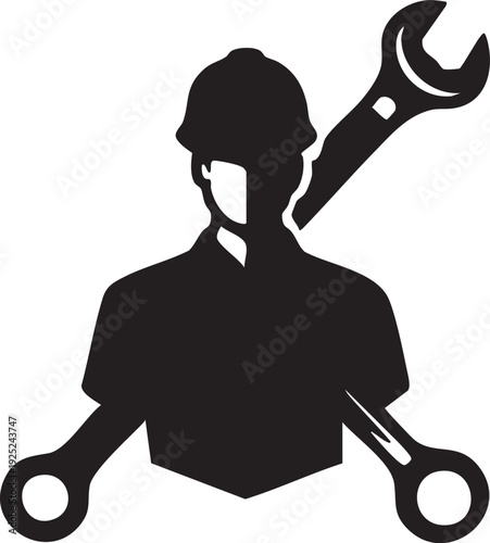 Construction worker vector graphic: mechanic, engineer, repairman illustration eps silhouette