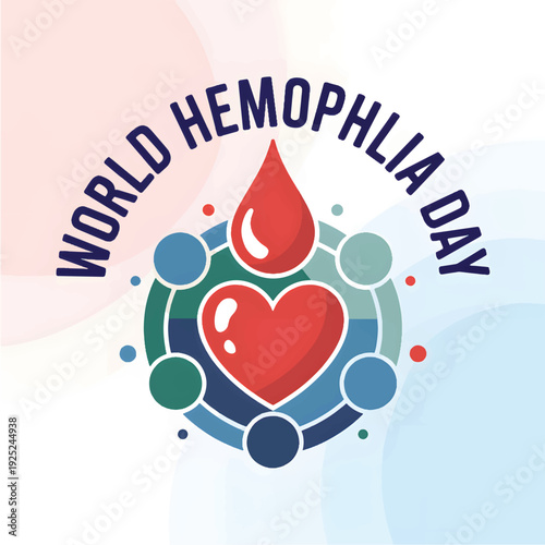 Hemophilia Day awareness with a red heart and a drop