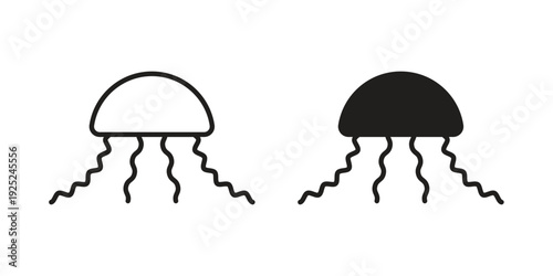 Jellyfish icon outline vector set. icon vector isolated on white background. EPS 10