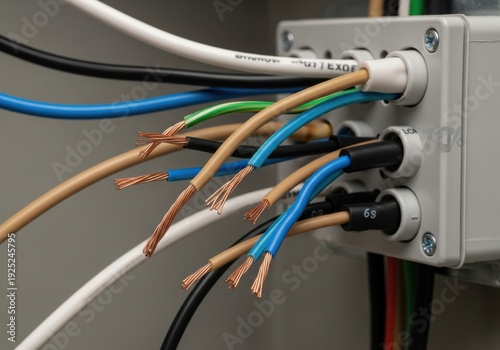 Exposed Copper Electrical Wires Emerging from Connection Box for Modern Energy Infrastructure and Reliable Power Solutions