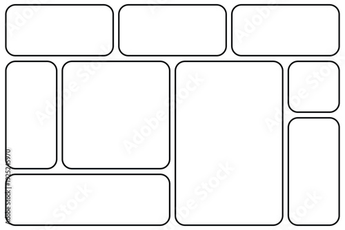 Vector Minimalist Mood Board Template and Photo Collage Layout Wireframe for Social Media, Branding, and UI Design