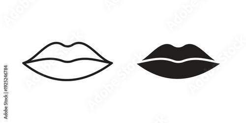 Lips icon outline vector set. icon vector isolated on white background. EPS 10
