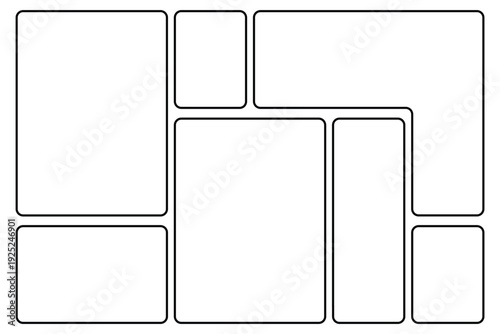 Vector Minimalist Mood Board Template and Photo Collage Layout Wireframe for Social Media, Branding, and UI Design