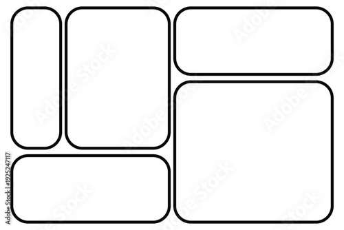 Vector Minimalist Mood Board Template and Photo Collage Layout Wireframe for Social Media, Branding, and UI Design