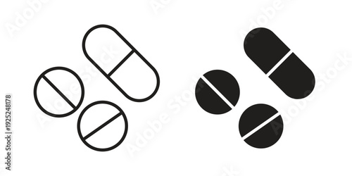 Medicine pills icon outline vector set. icon vector isolated on white background. EPS 10