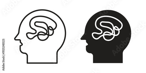 Mental disorder icon outline vector set. icon vector isolated on white background. EPS 10