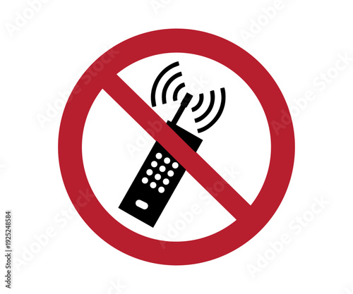 ISO 7010 P013 – No activated mobile phone sign. Prohibition symbol for signal interference and workplace compliance vector design and illustration. 
