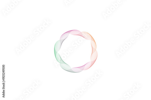 虹色グラデーションの抽象ライン円形フレーム 透明感のある輪デザイン