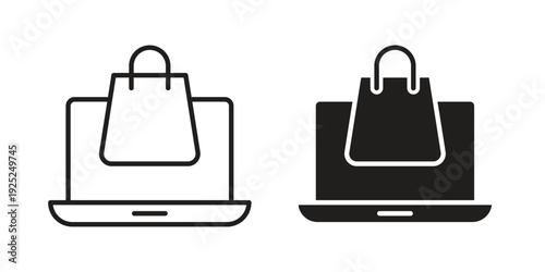 Online shopping icon outline vector set. icon vector isolated on white background. EPS 10