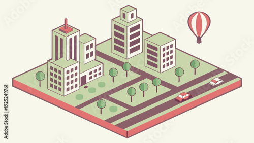 Isometric Cityscape Illustration for Urban Planning Real Estate Development Website Graphics and Infographics
