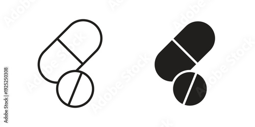 Painkiller pills icon outline vector set. icon vector isolated on white background. EPS 10