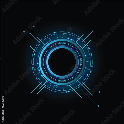 Circuit board circle frame. Abstract digital round frame, hardware board and electronic motherboard pattern vector. Programming science, computer system element