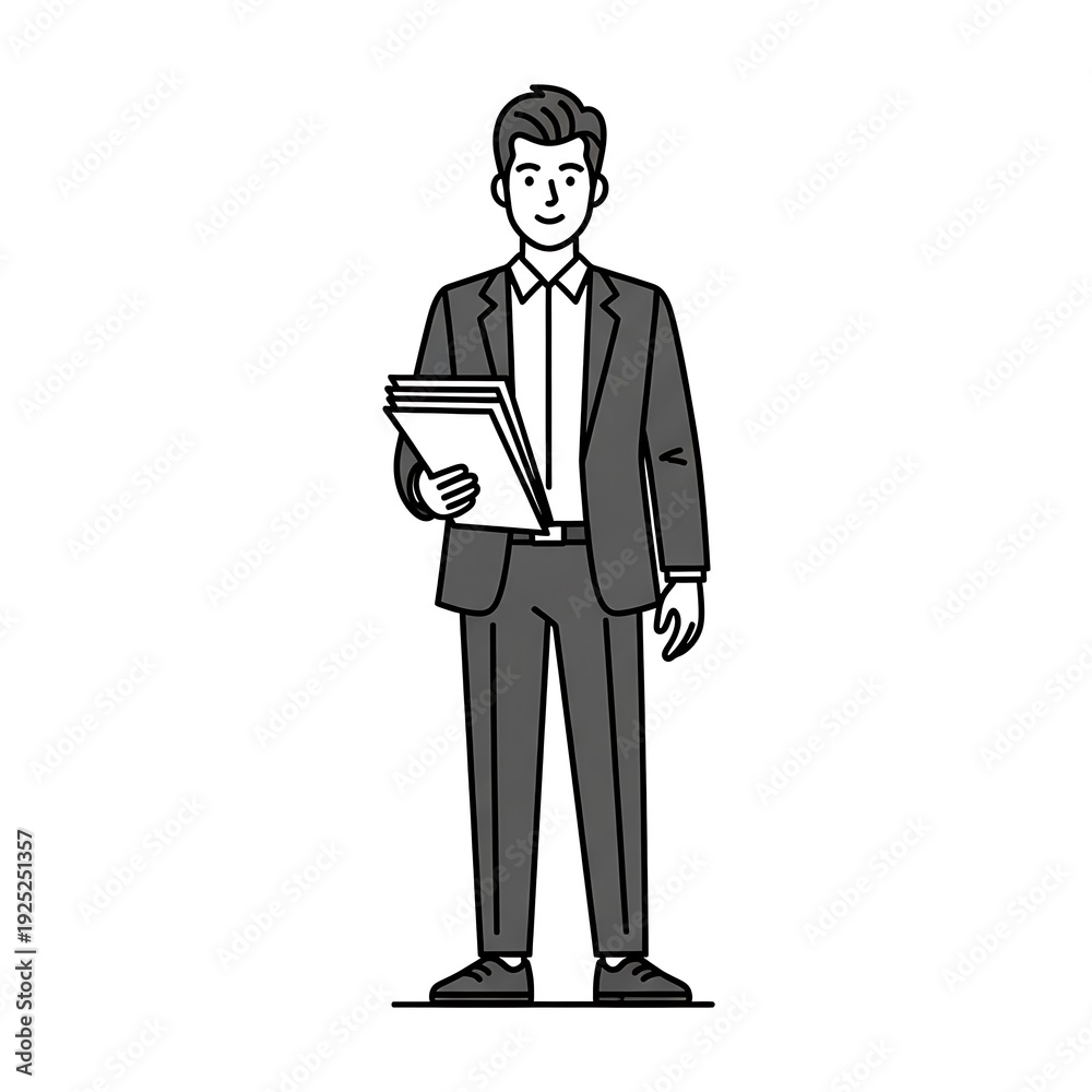 Obraz premium Businessman holding documents in office attire.