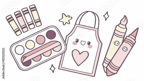 Cute Art Supplies Watercolor Palette Crayon Apron for Kids Crafting Education Design Projects Joyful Learning