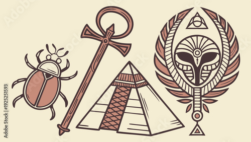 Ancient Egyptian Symbols Set for Mystical History Design Projects Travel Culture Web Graphics