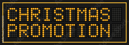Orange color led banner in word christmas promotion on black background