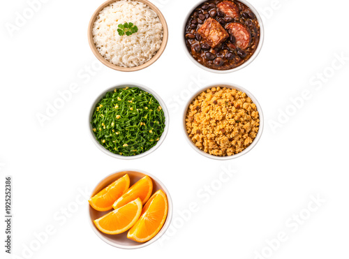 Brazilian Feijoada Traditional Food, Authentic Black Bean Stew with Typical Side Dishes, Professional Food Photography and Creative Concepts