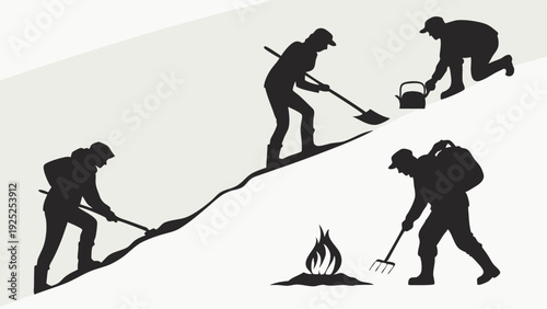 African Safari Savannah Landscape with Elephant and Acacia Tree Tribal Pattern for Travel Design Background