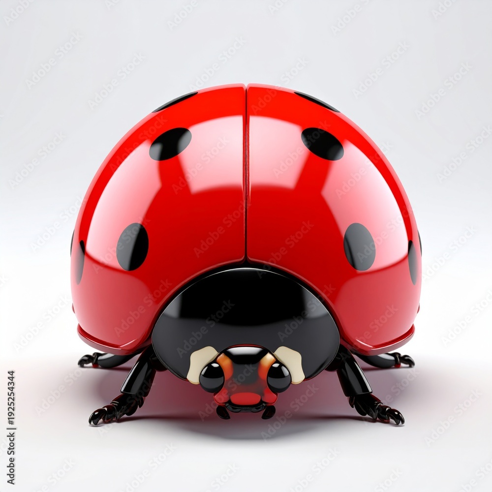 Fototapeta premium Close Up View of Red and Black Ladybug on White Seamless Background