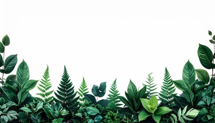 Lush Greenery Border on White Backdrop Decoration Design Element