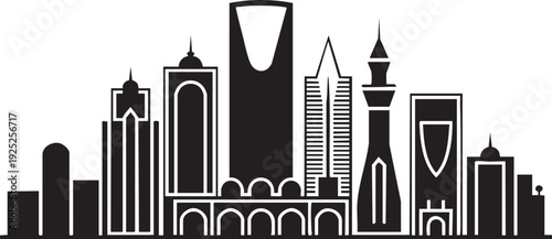 Modern Saudi Arabian city skyline silhouette illustration graphic design element skyscrapers vector