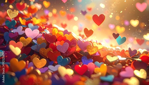 背景素材～カラフルなハート