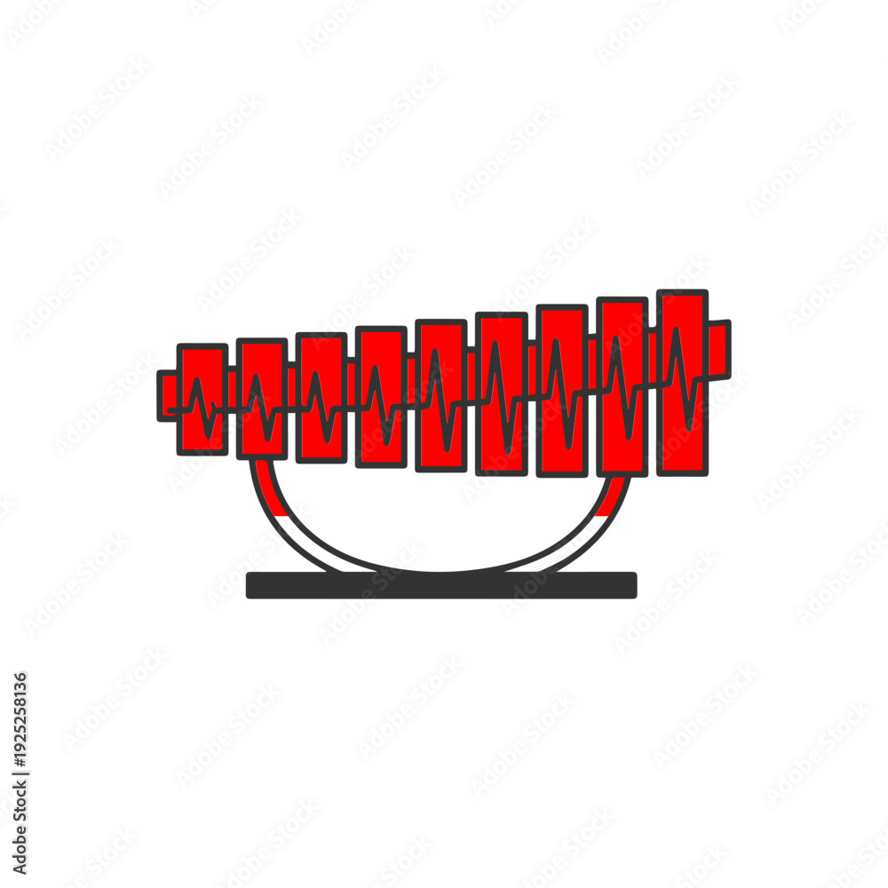 Fototapeta premium Red Marimba Illustration with Modern Abstract Style