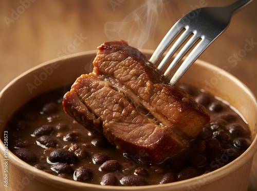 Brazilian Feijoada Traditional Food, Authentic Black Bean Stew with Typical Side Dishes, Professional Food Photography and Creative Concepts