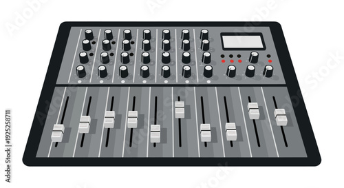 Professional audio mixing console for music production.