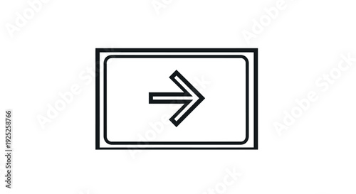 Simple line art icon of a right arrow inside a rectangle.