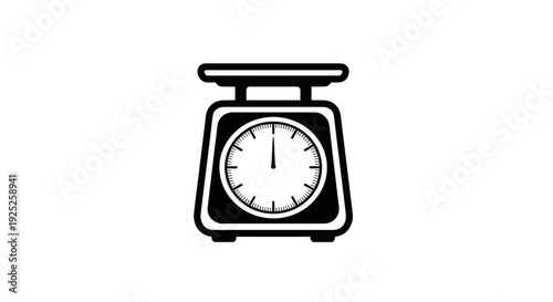 Minimalist Kitchen Weighing Scale Icon on White Background