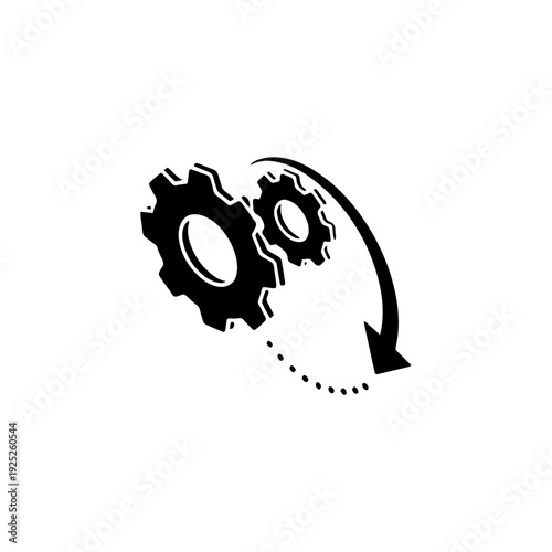 Gear Settings Process Icon Black Solid Automation Symbol
