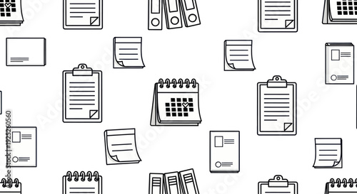 Seamless pattern of office stationery icons